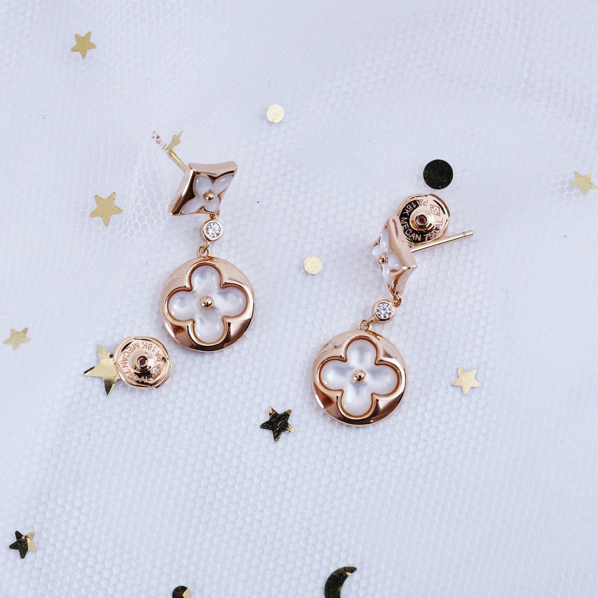 [⭐Miroze]STAR AND SUN PINK GOLD MOP DROP EARRINGS