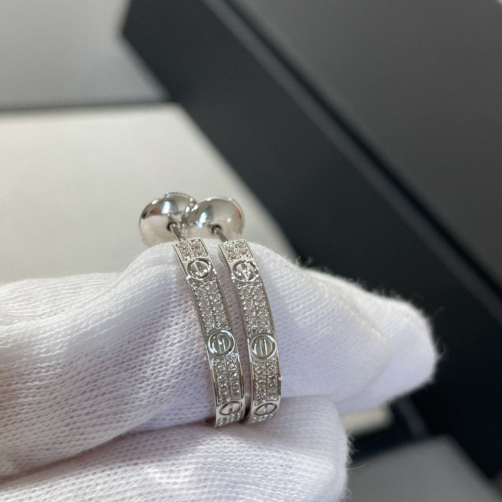 ⭐Miroze LOVE DIAMOND SILVER HOOP EARRINGS