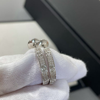 [⭐Miroze]LOVE DIAMOND SILVER HOOP EARRINGS