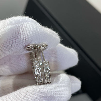 [⭐Miroze]LOVE DIAMOND SILVER HOOP EARRINGS