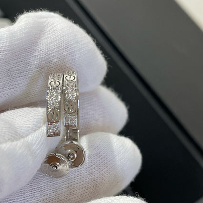 [⭐Miroze]LOVE DIAMOND SILVER HOOP EARRINGS