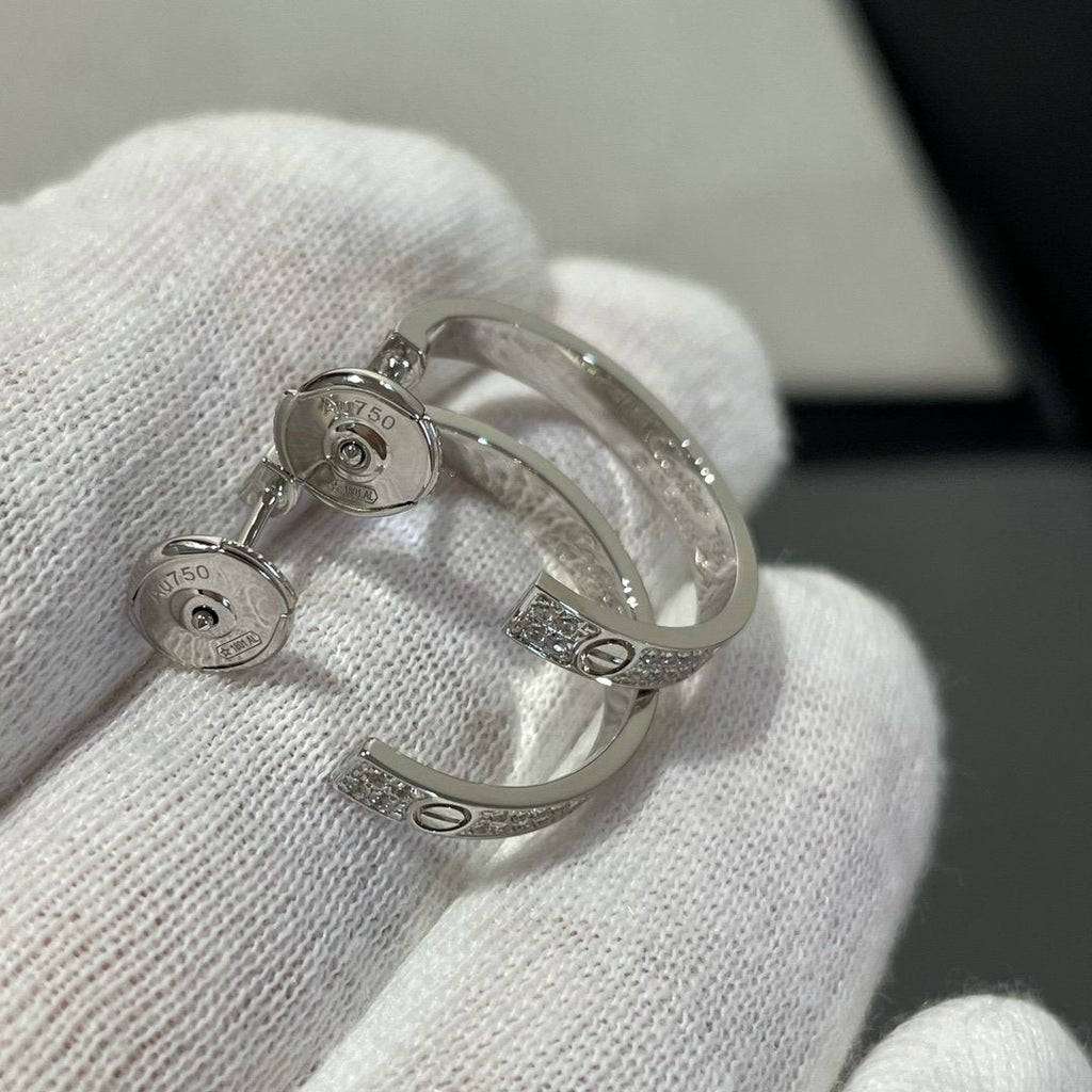 ⭐Miroze LOVE DIAMOND SILVER HOOP EARRINGS