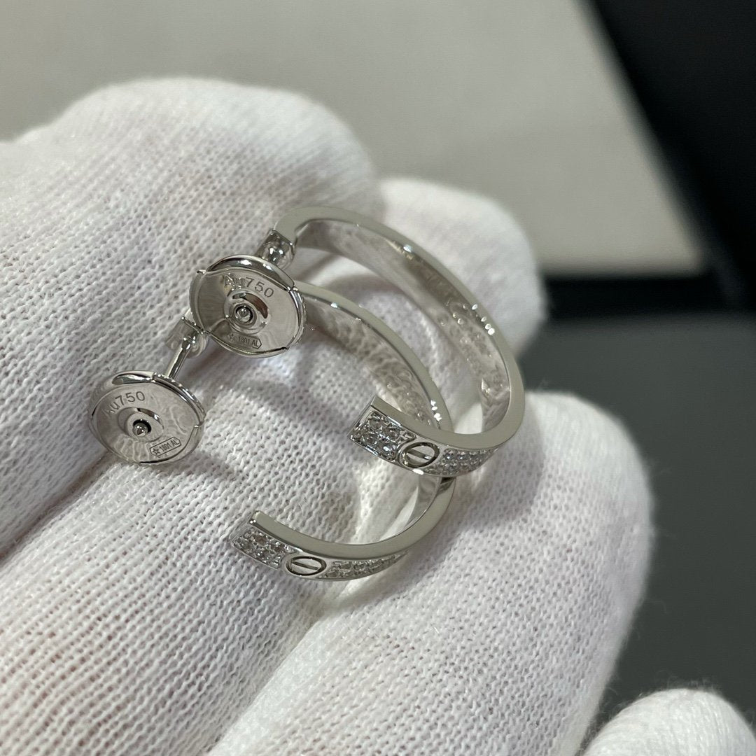 [⭐Miroze]LOVE DIAMOND SILVER HOOP EARRINGS