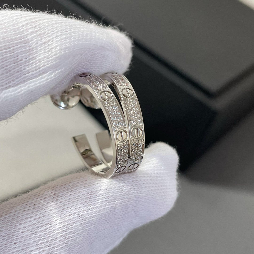 ⭐Miroze LOVE DIAMOND SILVER HOOP EARRINGS