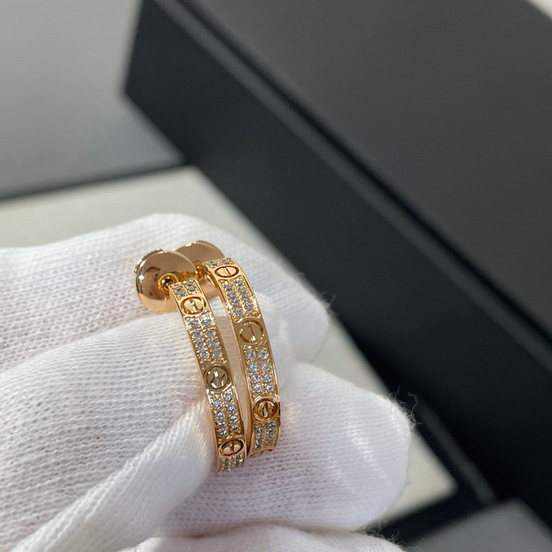 [⭐Miroze]LOVE DIAMOND PINK GOLD HOOP EARRINGS