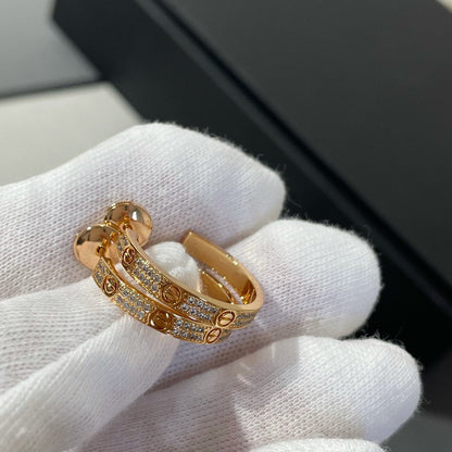 [⭐Miroze]LOVE DIAMOND PINK GOLD HOOP EARRINGS
