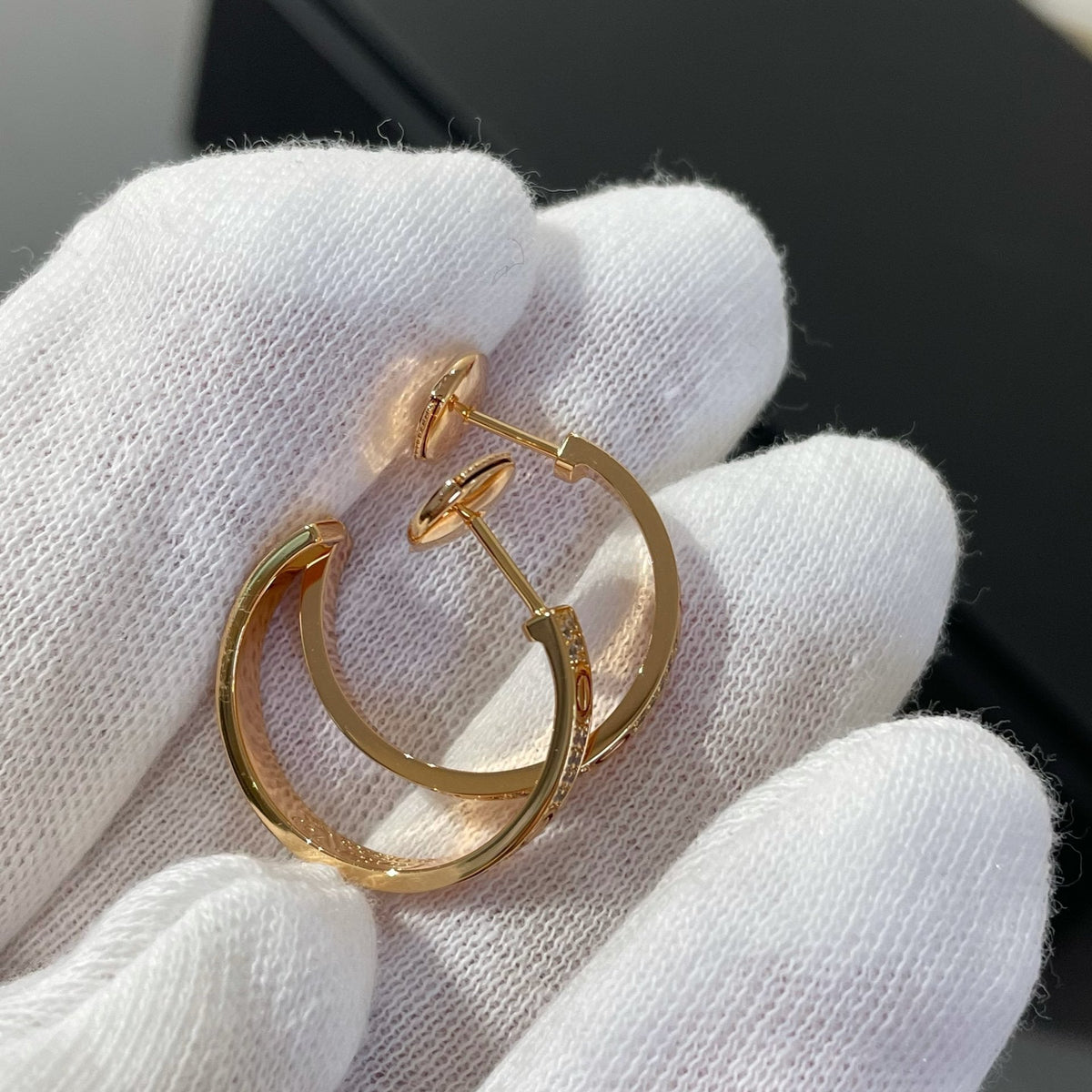[⭐Miroze]LOVE DIAMOND PINK GOLD HOOP EARRINGS