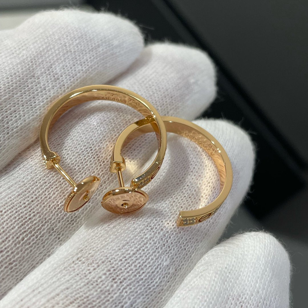 [⭐Miroze]LOVE DIAMOND PINK GOLD HOOP EARRINGS
