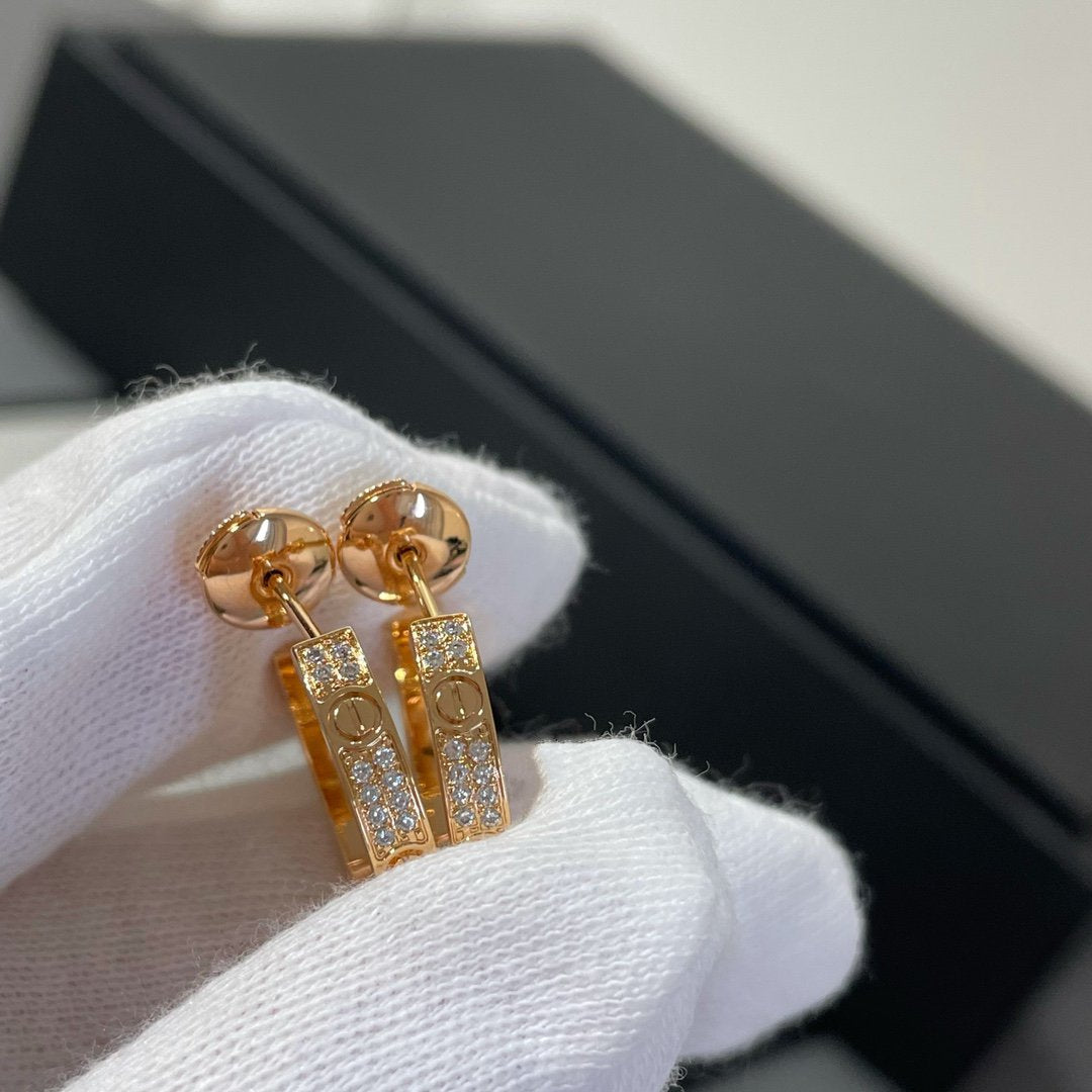 [⭐Miroze]LOVE DIAMOND PINK GOLD HOOP EARRINGS
