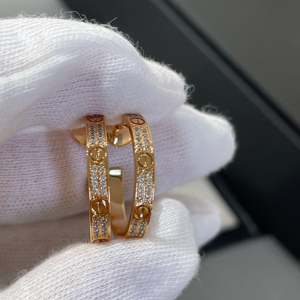 [⭐Miroze]LOVE DIAMOND PINK GOLD HOOP EARRINGS