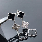⭐Miroze CLOVER 3 MOTIF DIAMOND ONYX SILVER EARRINGS