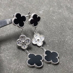 ⭐Miroze CLOVER 3 MOTIF DIAMOND ONYX SILVER EARRINGS