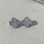 ⭐Miroze CLOVER CHALCEDONY SILVER STUD EARRINGS