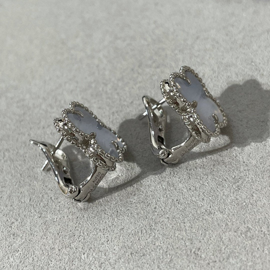 ⭐Miroze CLOVER CHALCEDONY SILVER STUD EARRINGS