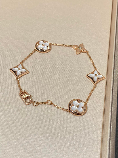 [⭐Miroze]STAR AND SUN 5 MOTIF MOP PINK GOLD BRACELET