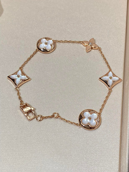 [⭐Miroze]STAR AND SUN 5 MOTIF MOP PINK GOLD BRACELET