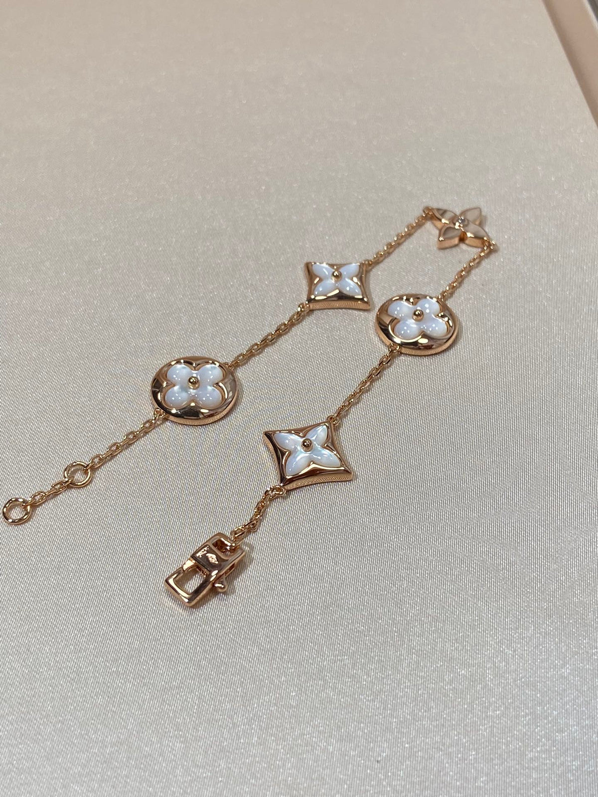 [⭐Miroze]STAR AND SUN 5 MOTIF MOP PINK GOLD BRACELET