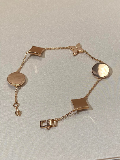 [⭐Miroze]STAR AND SUN 5 MOTIF MOP PINK GOLD BRACELET