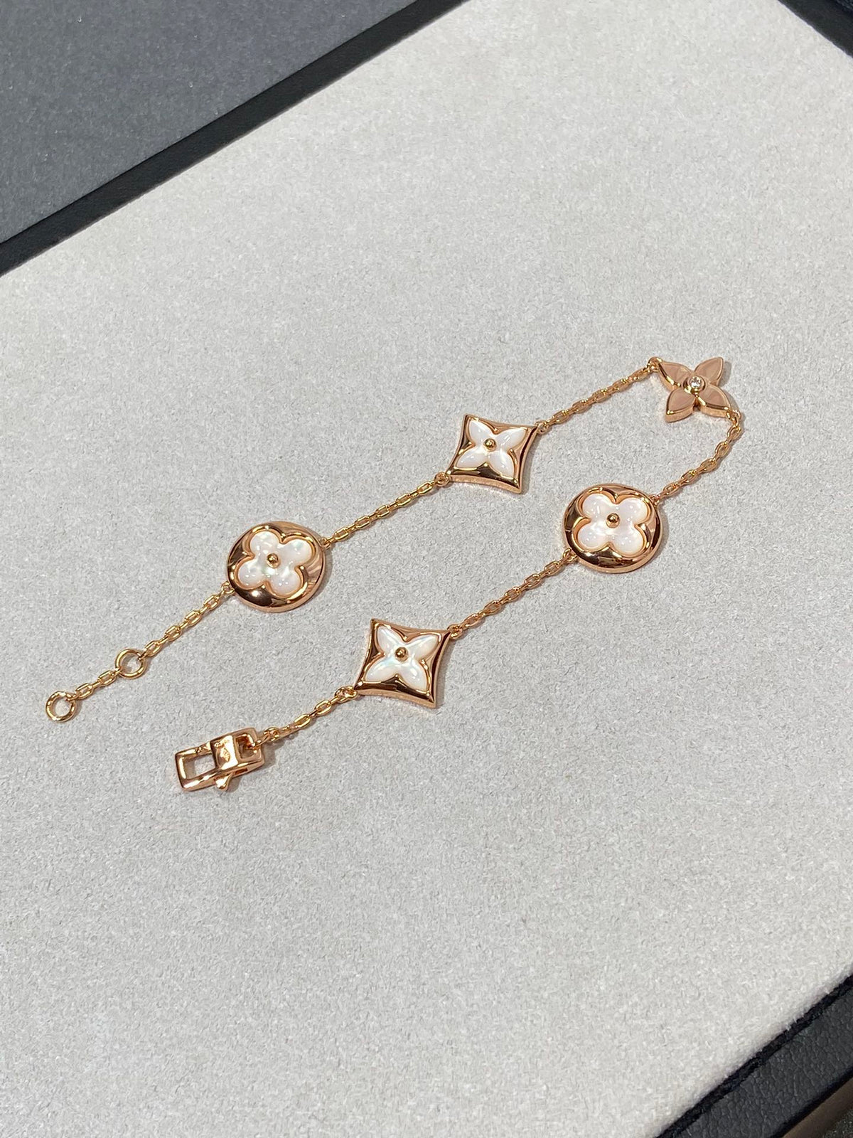 [⭐Miroze]STAR AND SUN 5 MOTIF MOP PINK GOLD BRACELET