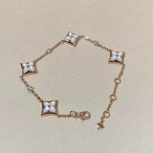 [⭐Miroze]STAR 4 MOTIF MOP DIAMOND PINK GOLD BRACELET