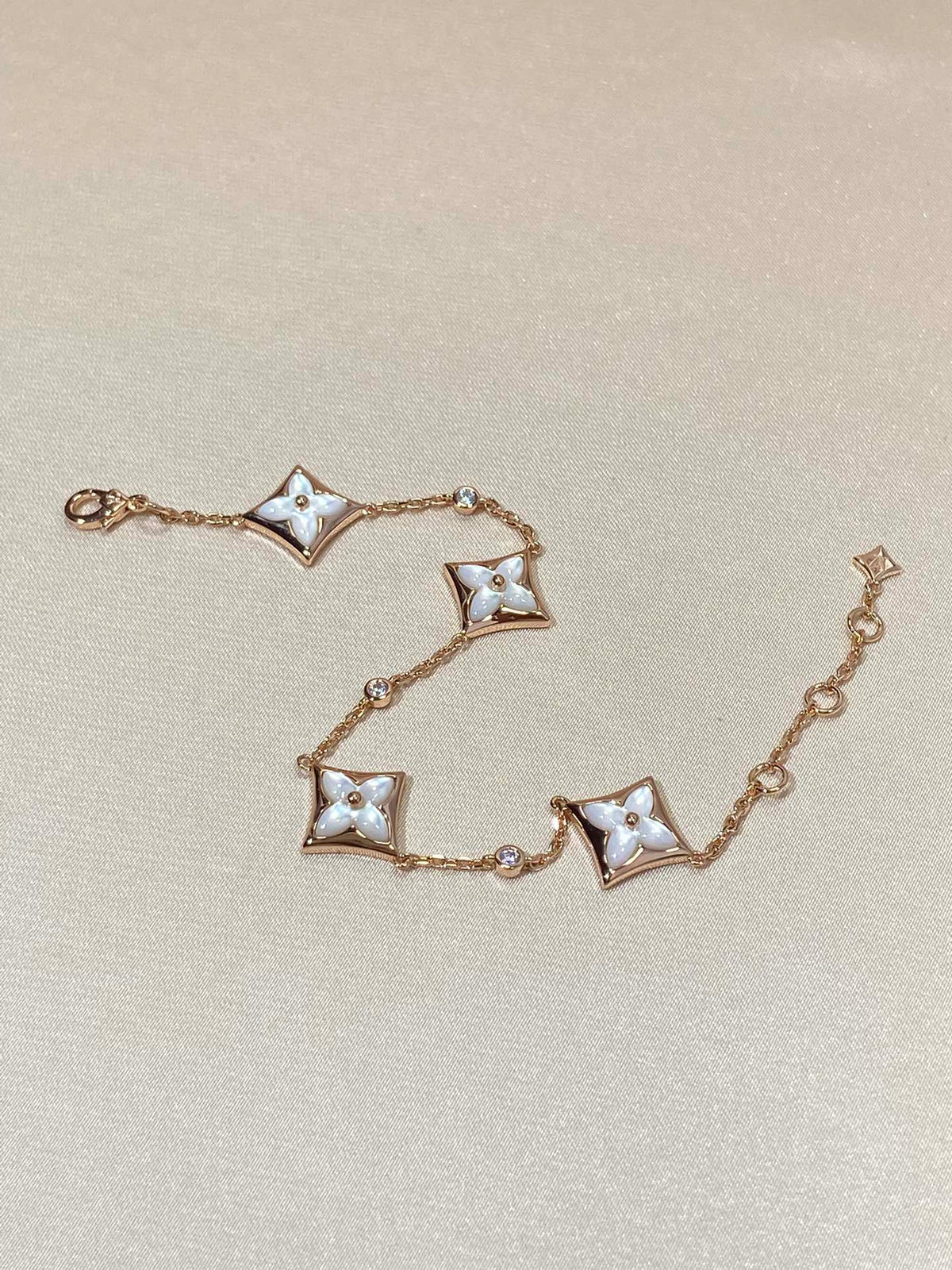 [⭐Miroze]STAR 4 MOTIF MOP DIAMOND PINK GOLD BRACELET