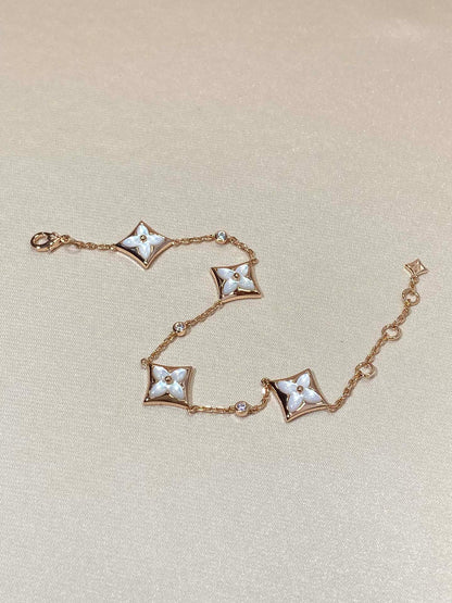 [⭐Miroze]STAR 4 MOTIF MOP DIAMOND PINK GOLD BRACELET