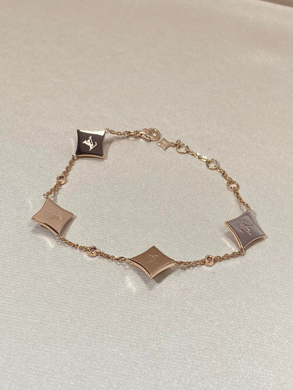 [⭐Miroze]STAR 4 MOTIF MOP DIAMOND PINK GOLD BRACELET