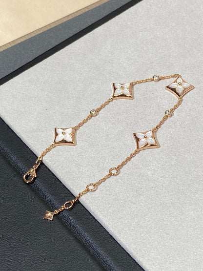 [⭐Miroze]STAR 4 MOTIF MOP DIAMOND PINK GOLD BRACELET