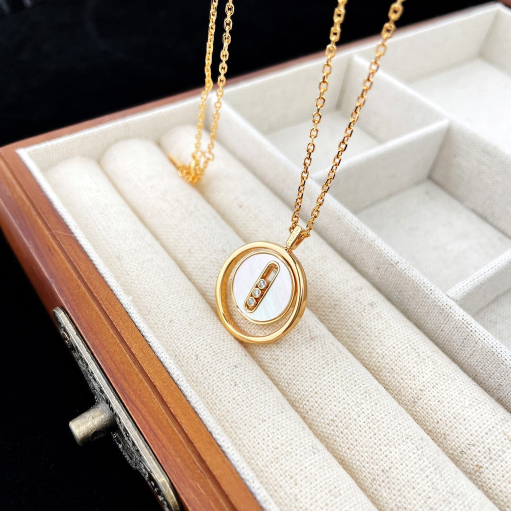 [⭐Miroze]LUCKY MOVE MOP PINK GOLD NECKLACE