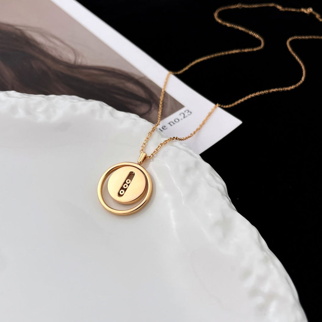 [⭐Miroze]LUCKY MOVE MOP PINK GOLD NECKLACE