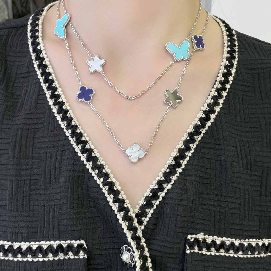⭐Miroze LUCKY CLOVER SILVER 11 MOTIF NECKLACE
