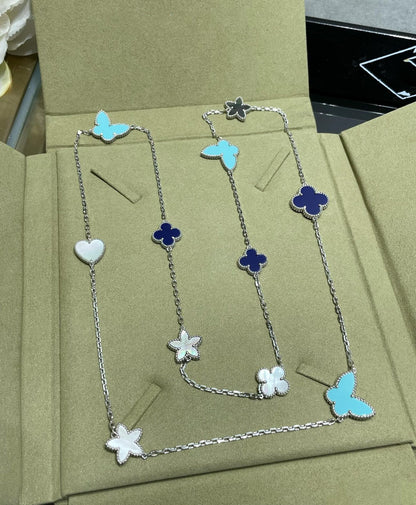 [⭐Miroze]LUCKY CLOVER SILVER 11 MOTIF NECKLACE
