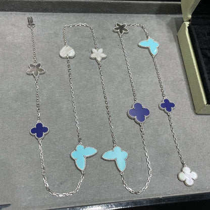 [⭐Miroze]LUCKY CLOVER SILVER 11 MOTIF NECKLACE