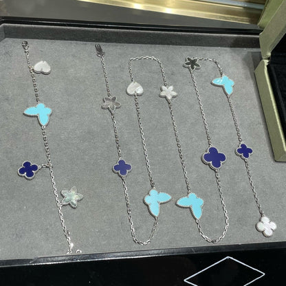 [⭐Miroze]LUCKY CLOVER SILVER 11 MOTIF NECKLACE
