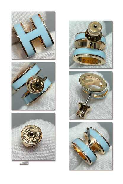 [⭐Miroze]POP H スカイブルー スタッドピアス