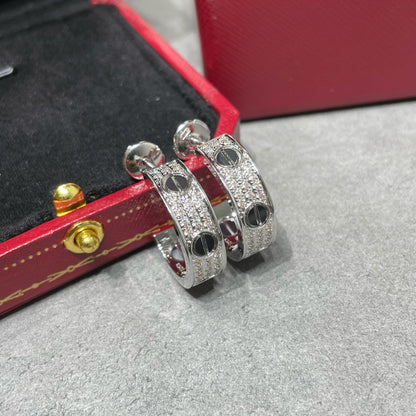 [⭐Miroze]LOVE CERAMIC DIAMOND PAVED SILVER EARRINGS