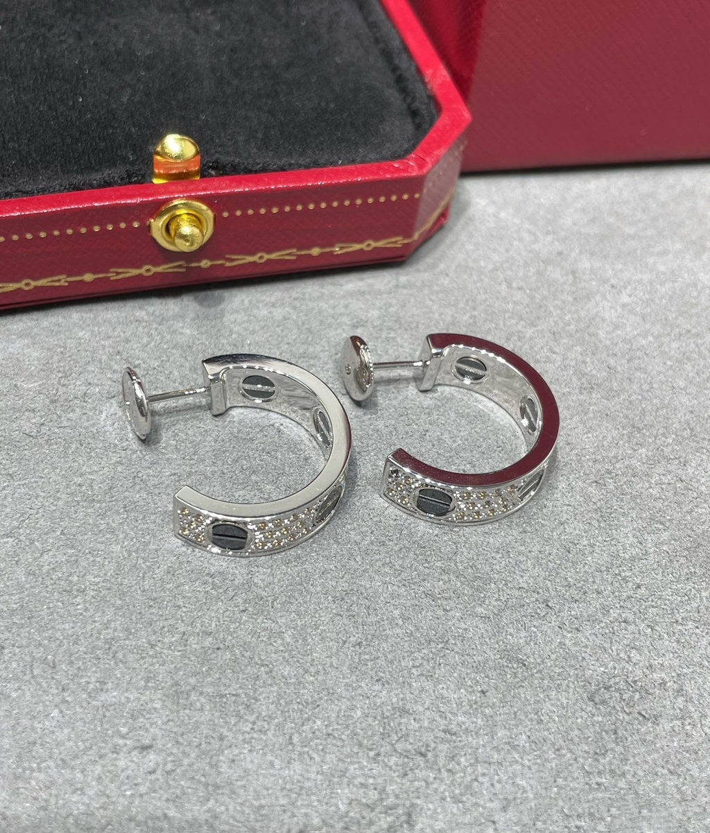 ⭐Miroze LOVE CERAMIC DIAMOND PAVED SILVER EARRINGS