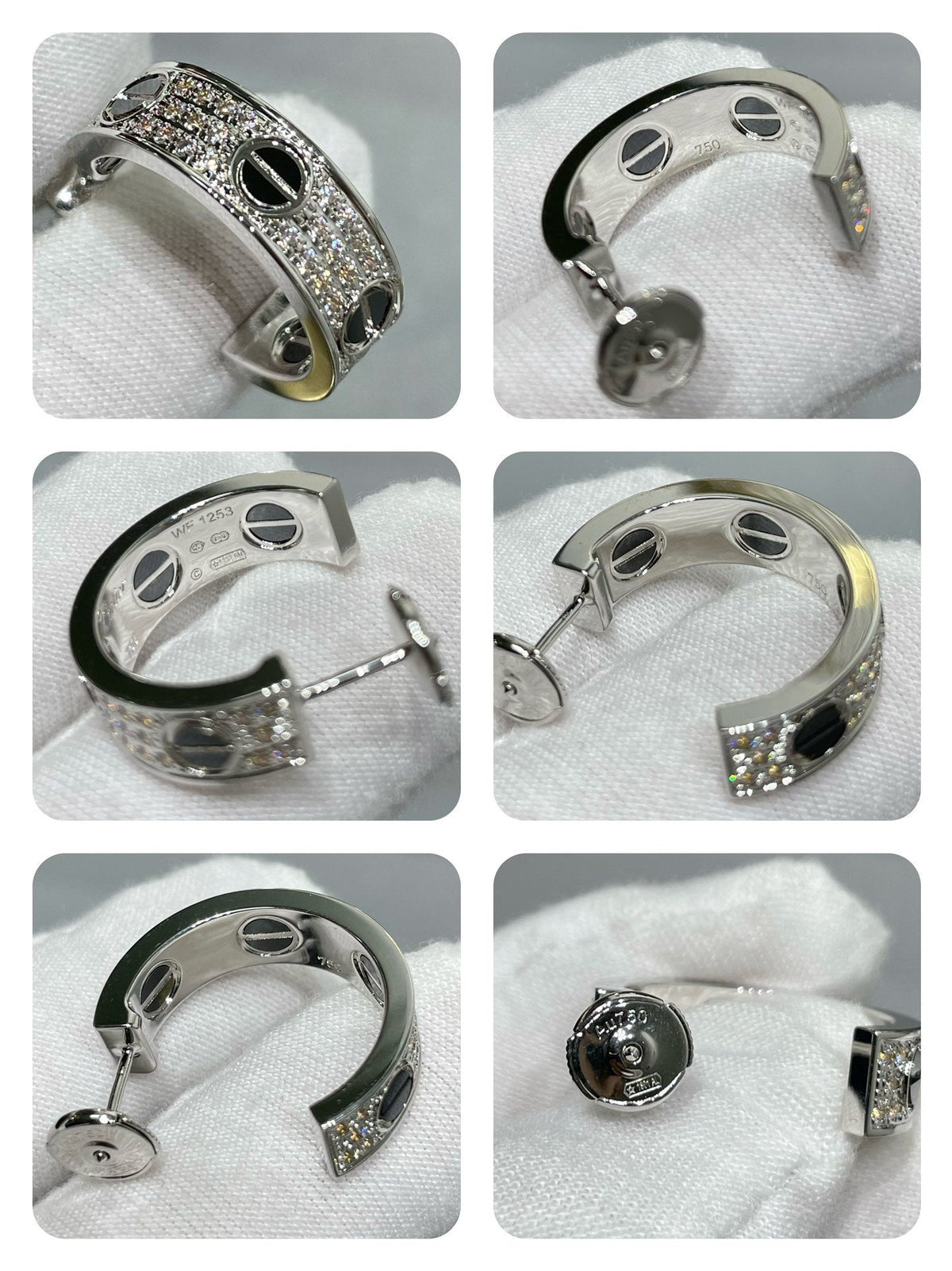 ⭐Miroze LOVE CERAMIC DIAMOND PAVED SILVER EARRINGS