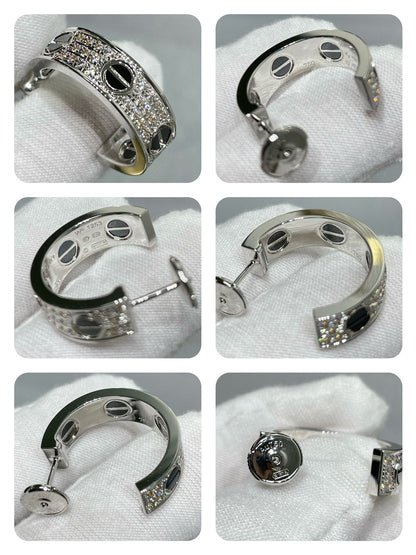 [⭐Miroze]LOVE CERAMIC DIAMOND PAVED SILVER EARRINGS