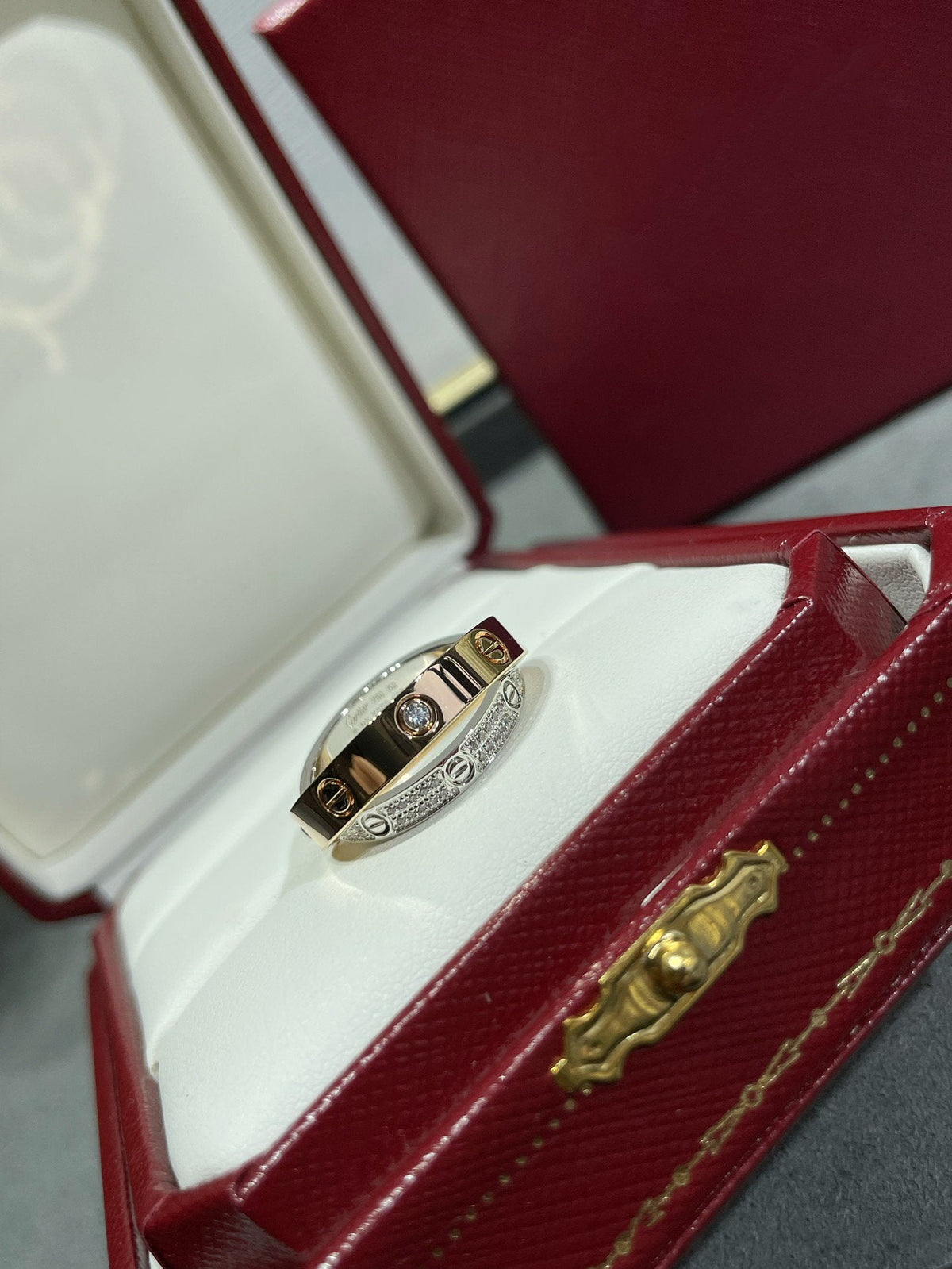 ⭐Miroze LOVE PINK GOLD SILVER DIAMOND DOUBLE RING