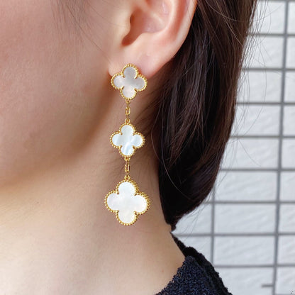 [⭐Miroze]CLOVER MOP 3 MOTIFS GOLD EARRINGS