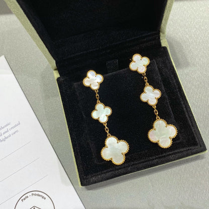 [⭐Miroze]CLOVER MOP 3 MOTIFS GOLD EARRINGS