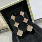 ⭐Miroze CLOVER 3 MOTIFS DIAMOND PAVED ROSE GOLD EARRINGS