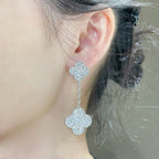 ⭐Miroze CLOVER 2 MOTIFS DIAMOND PAVED SILVER EARRINGS