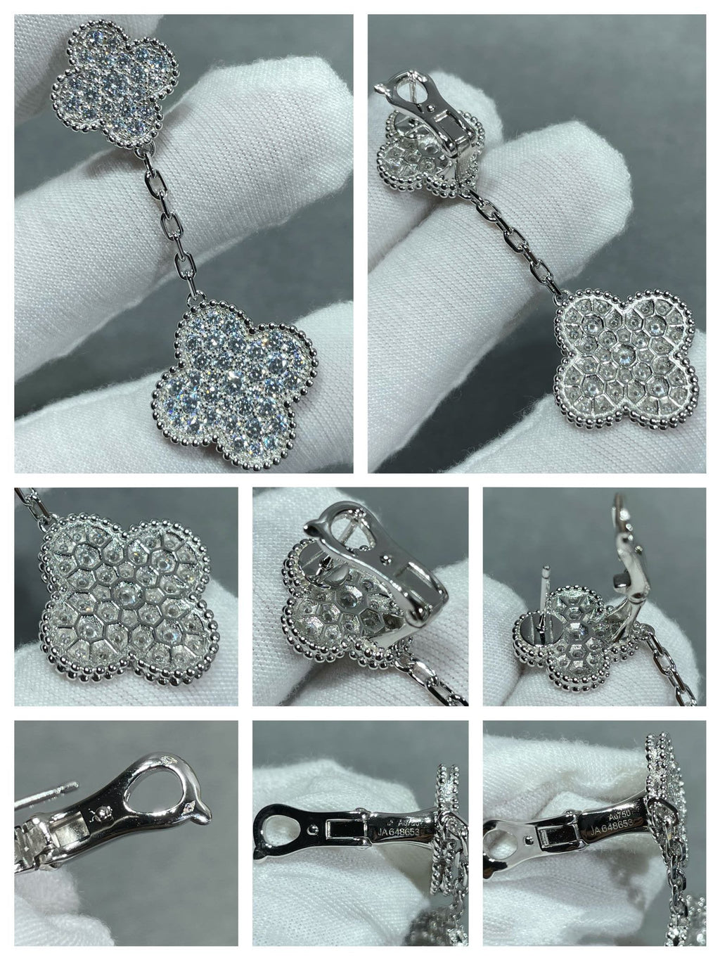 ⭐Miroze CLOVER 2 MOTIFS DIAMOND PAVED SILVER EARRINGS