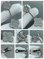 ⭐Miroze CLOVER 2 MOTIFS DIAMOND PAVED SILVER EARRINGS