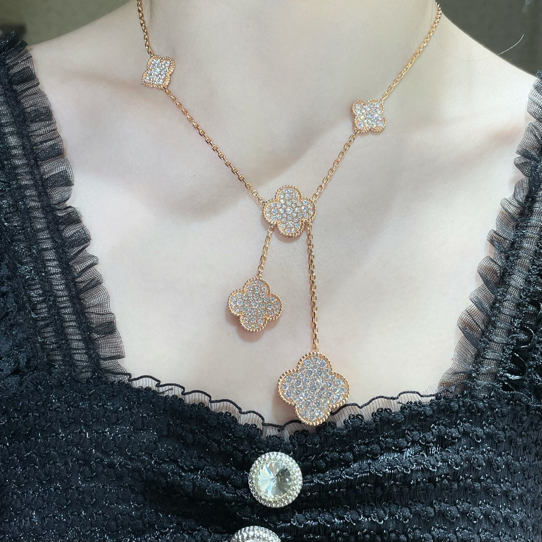 ⭐Miroze CLOVER 6 MOTIF DIAMOND PAVED NECKLACE
