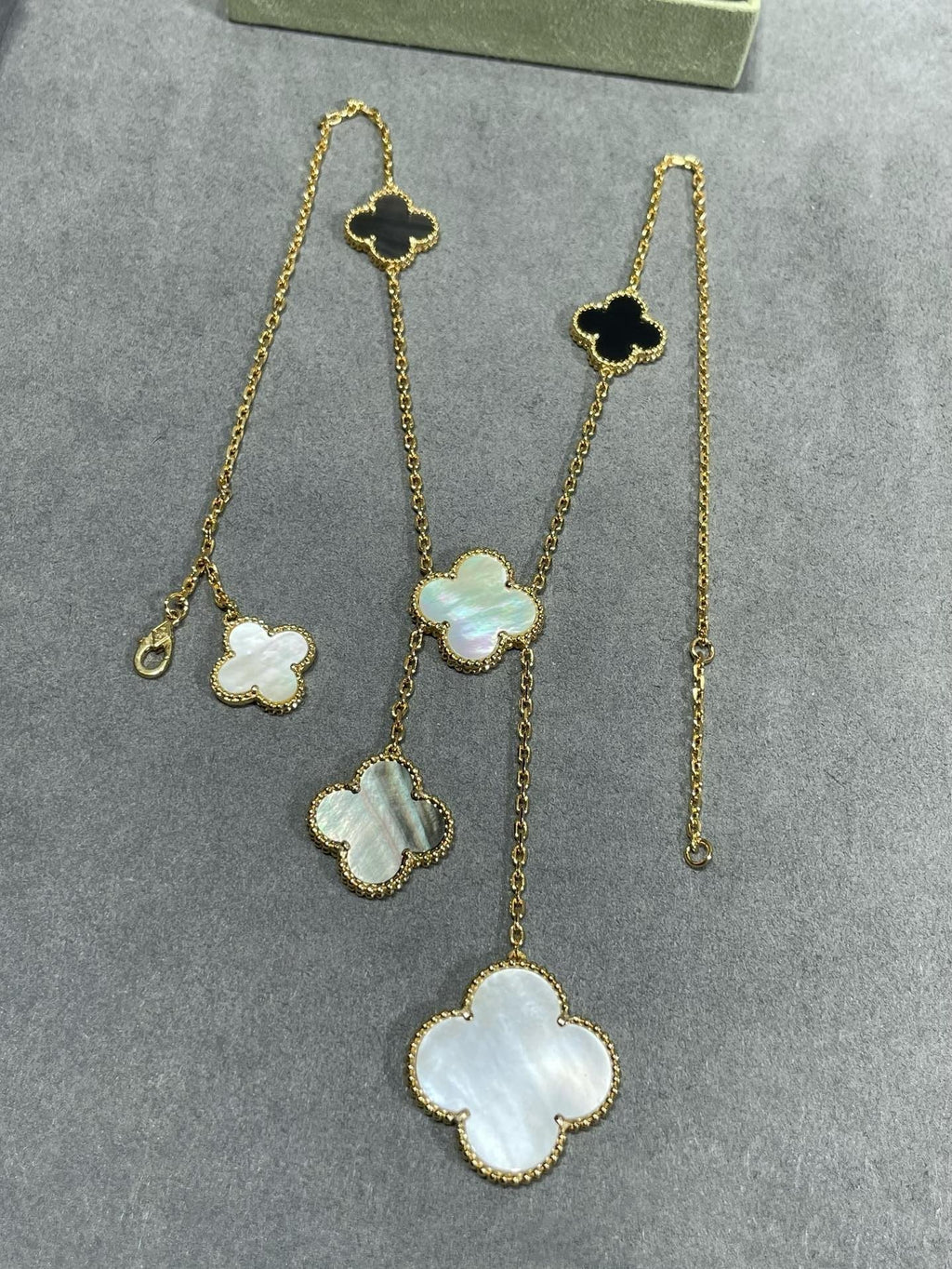 ⭐Miroze CLOVER 6 MOTIF MOP ONYX GOLD NECKLACE