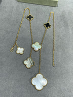 ⭐Miroze CLOVER 6 MOTIF MOP ONYX GOLD NECKLACE