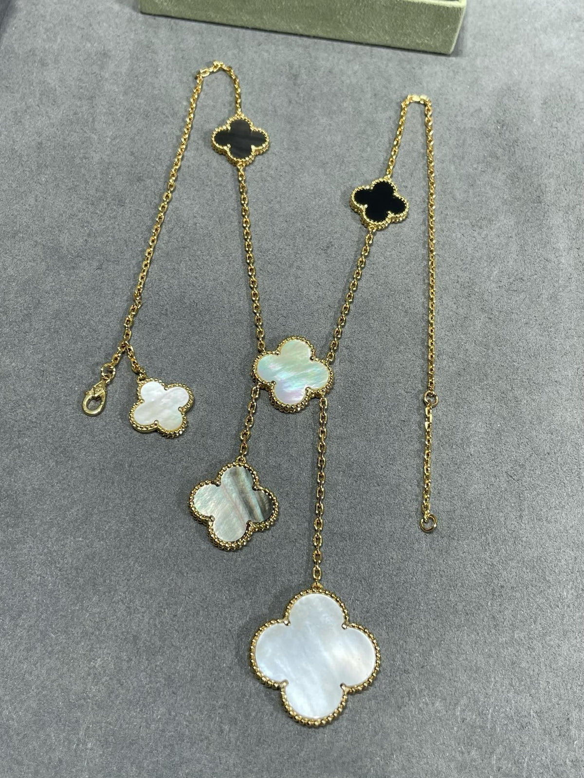 ⭐Miroze CLOVER 6 MOTIF MOP ONYX GOLD NECKLACE